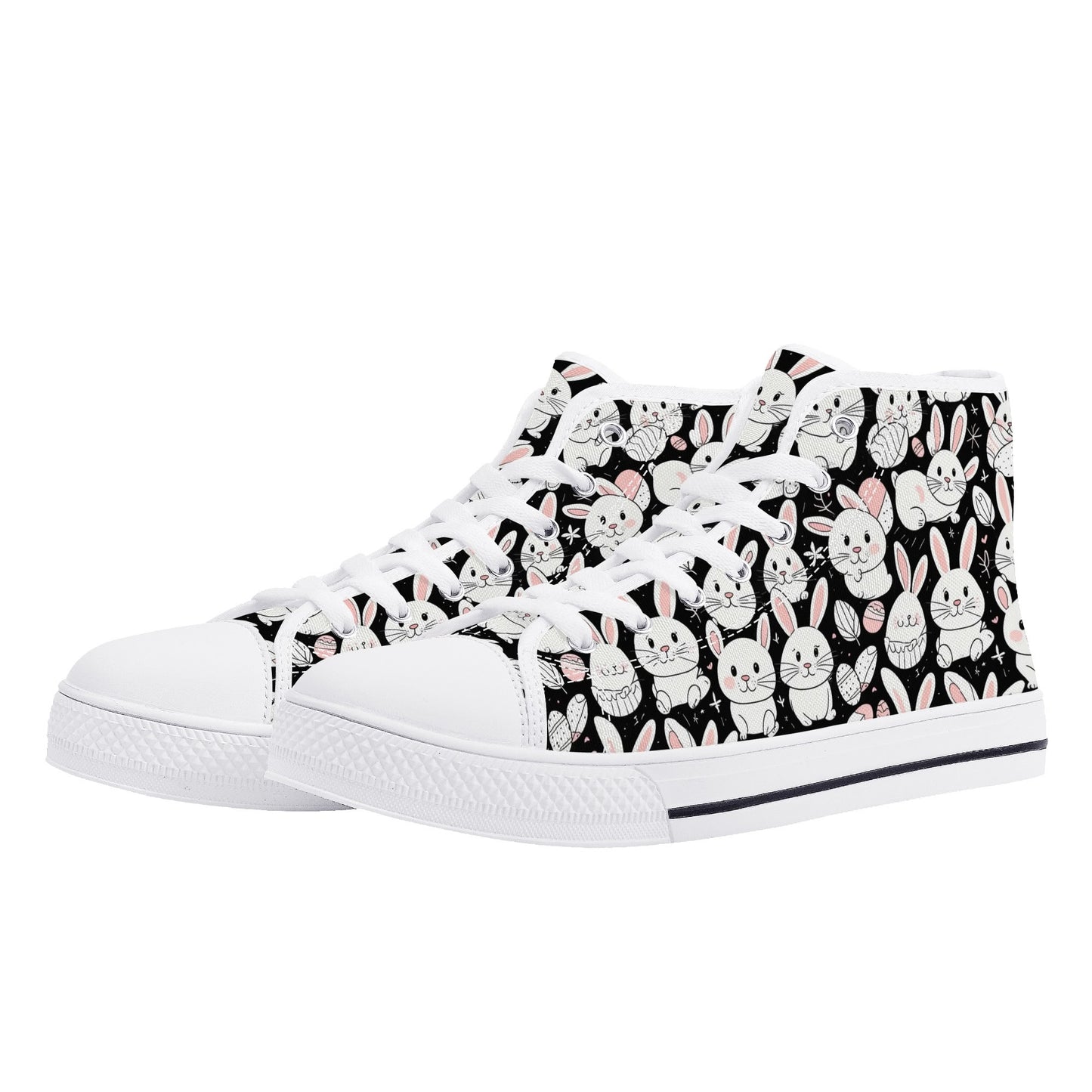 Cute Bunny Womens High Top Canvas Shoes DeRose Seasonal