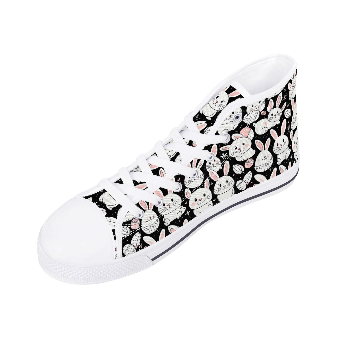 Cute Bunny Womens High Top Canvas Shoes DeRose Seasonal