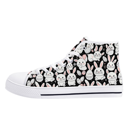 Cute Bunny Womens High Top Canvas Shoes DeRose Seasonal