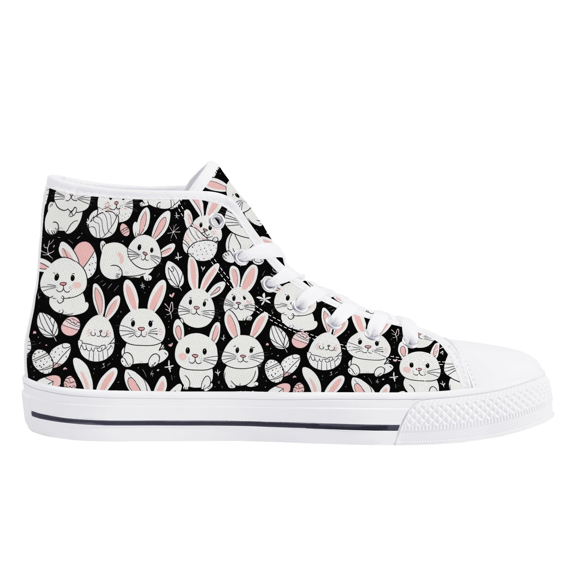 Cute Bunny Womens High Top Canvas Shoes DeRose Seasonal