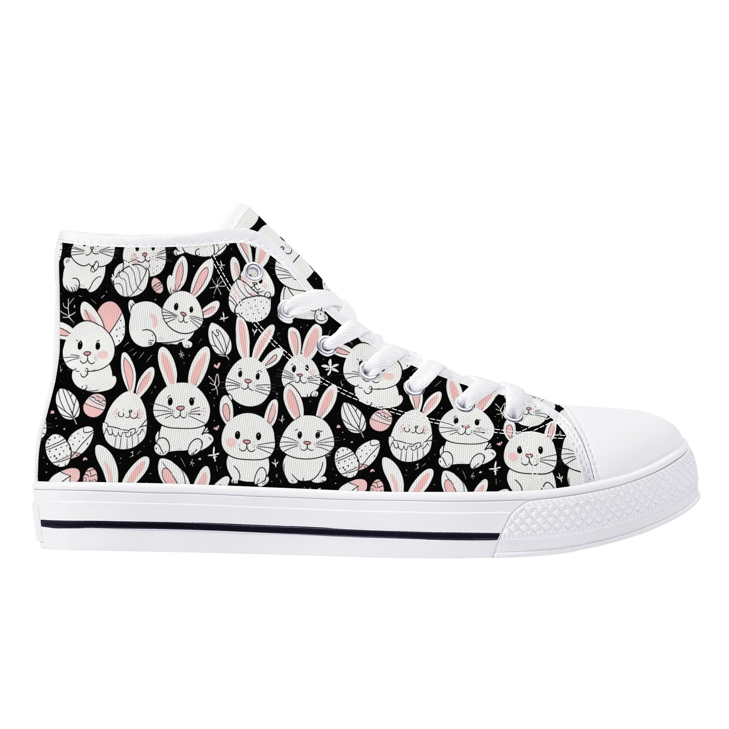 Cute Bunny Womens High Top Canvas Shoes DeRose Seasonal