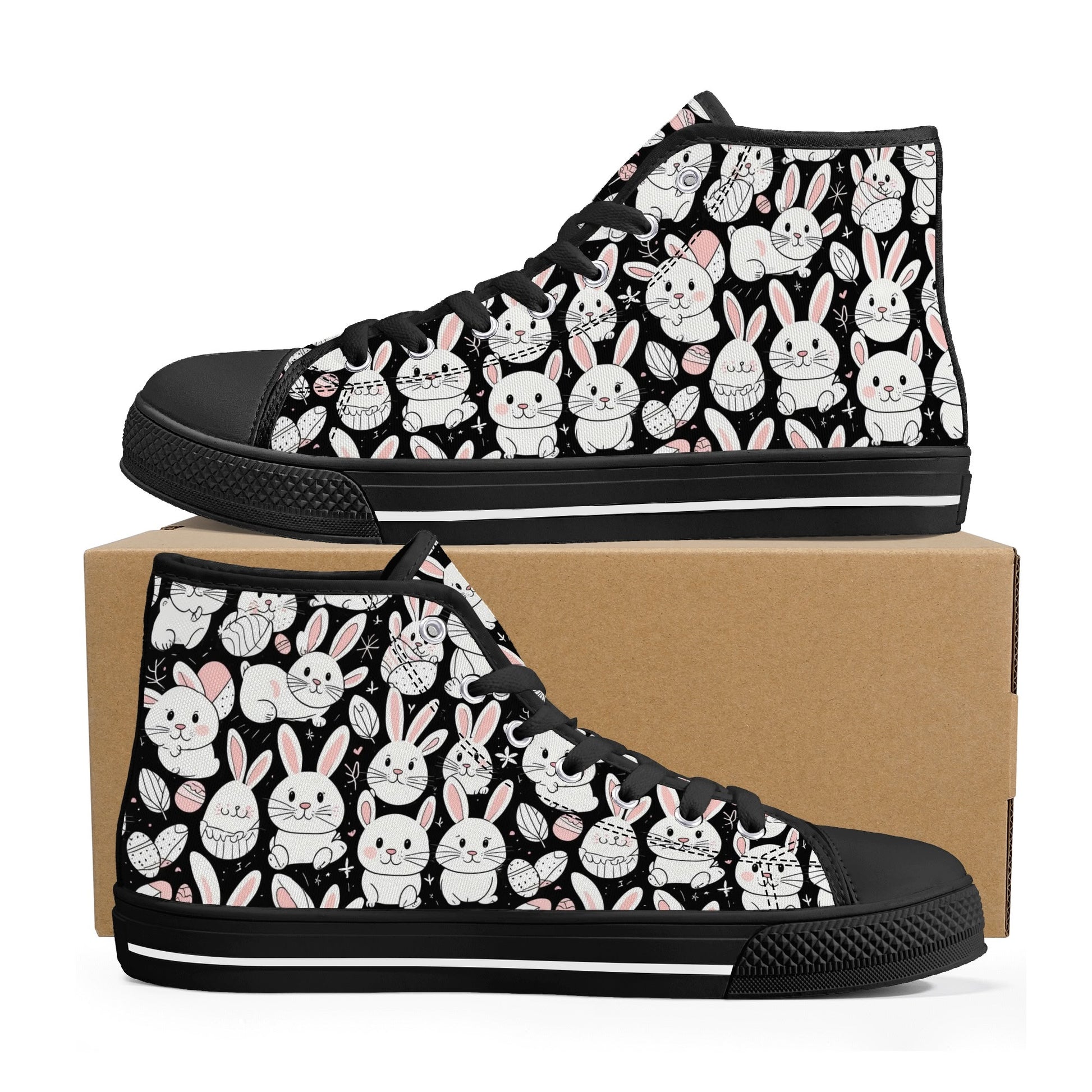 Cute Bunny Womens High Top Canvas Shoes DeRose Seasonal