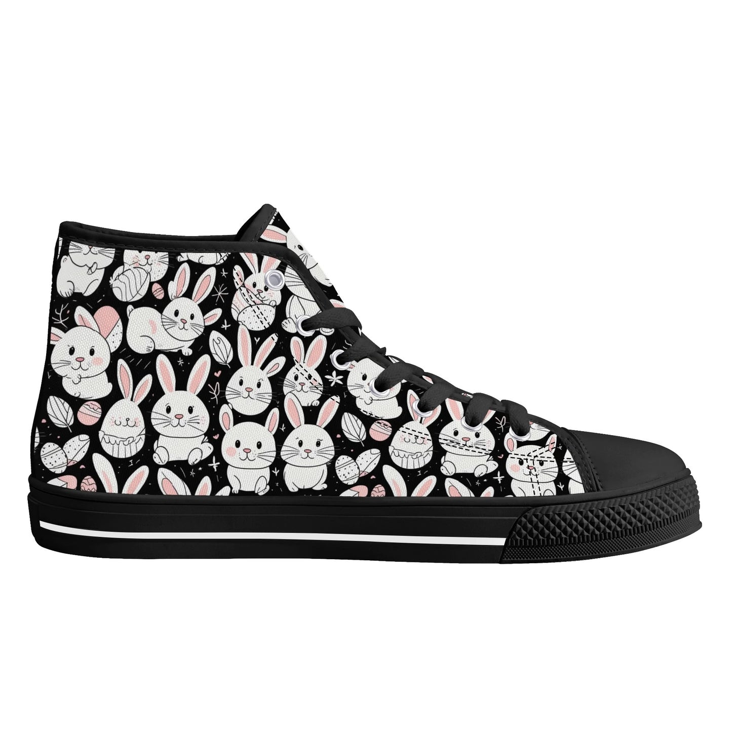 Cute Bunny Womens High Top Canvas Shoes DeRose Seasonal