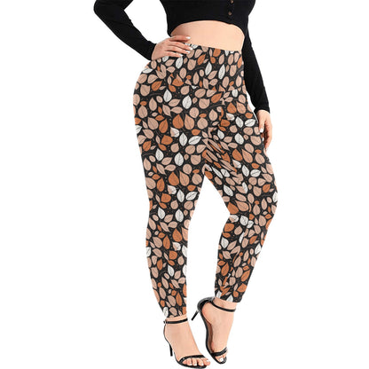 Dark Leaves Women's Plus Size High Waited Leggings Women's High Waist Leggings(Plus Size)(ModelL45) DeRose Seasonal