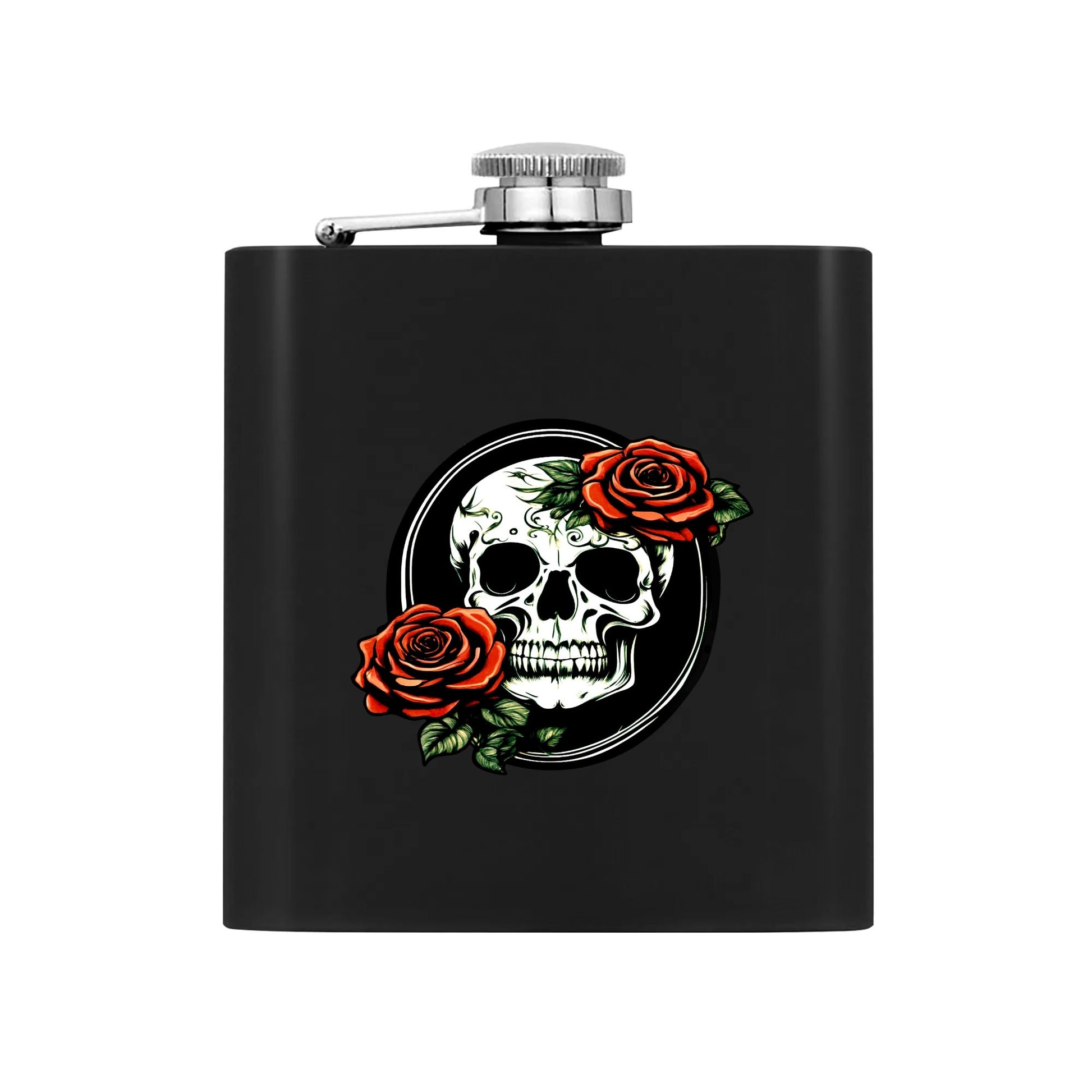 Death Drip Skull Flask Set 7oz Black Stainless Steel with A Gift Box DeRose Seasonal