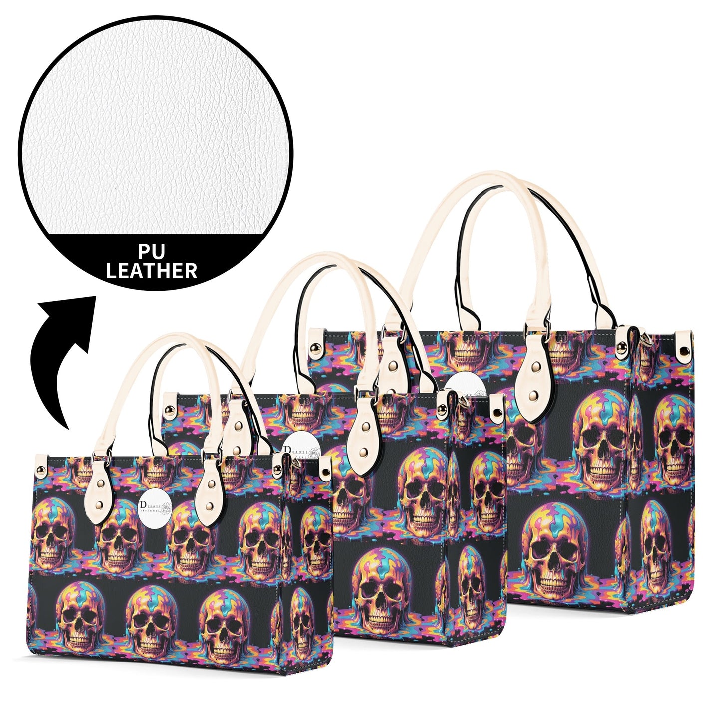 Dripping Skull Luxury Women Leather Handbag (3 sizes) DeRose Seasonal