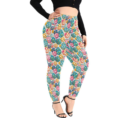 Festive Egg Women's Plus Size High Waited Leggings Women's High Waist Leggings(Plus Size)(ModelL45) DeRose Seasonal