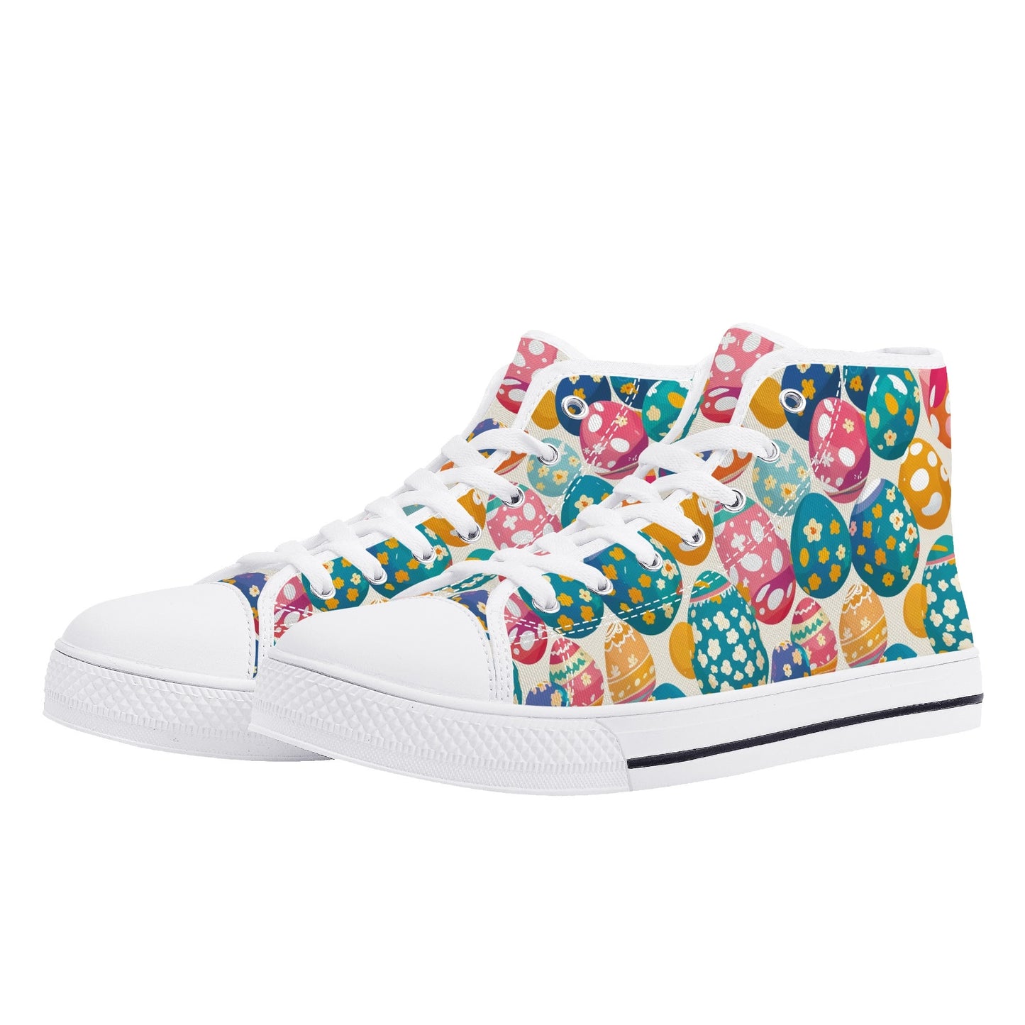 Festive Egg Womens High Top Canvas Shoes DeRose Seasonal