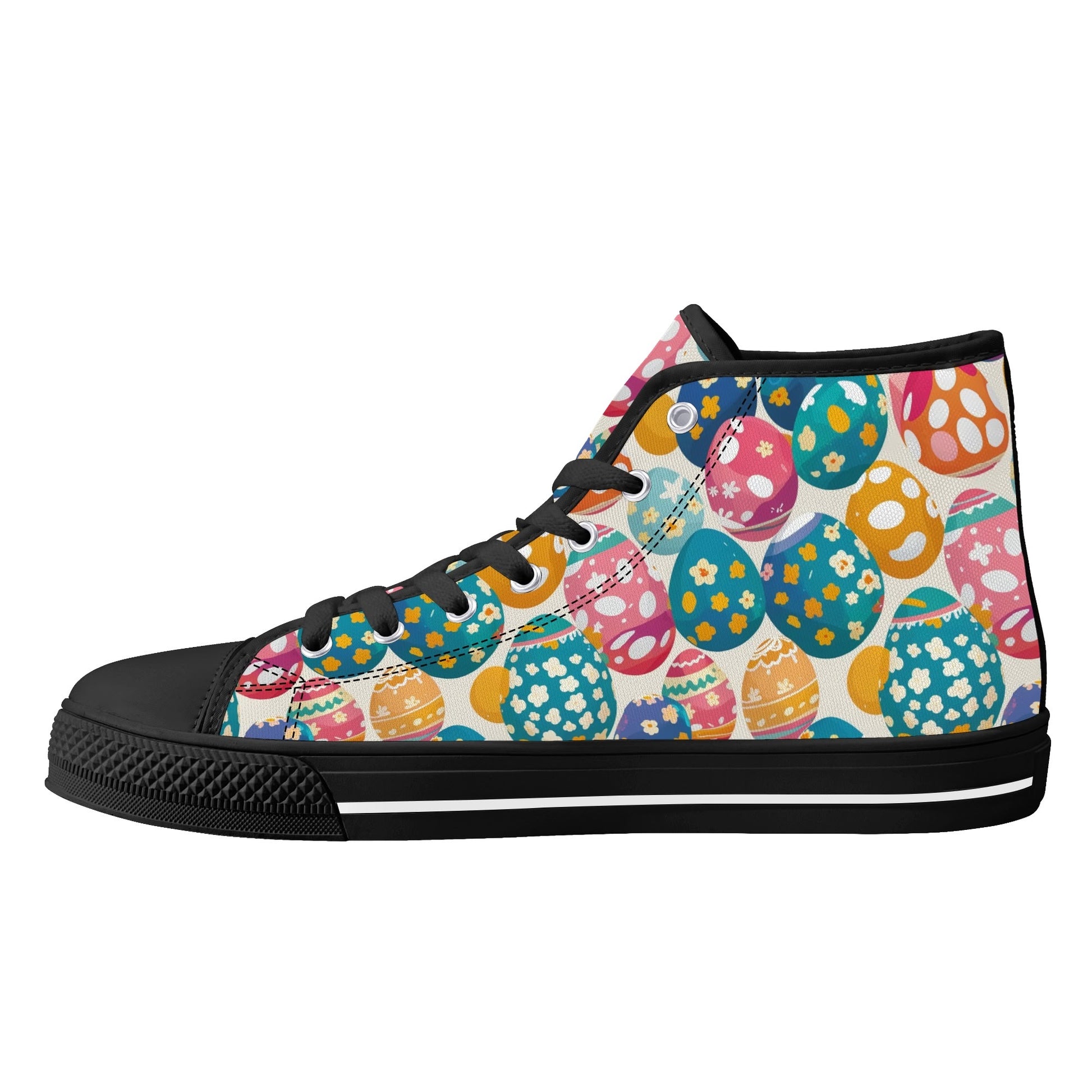 Festive Egg Womens High Top Canvas Shoes DeRose Seasonal