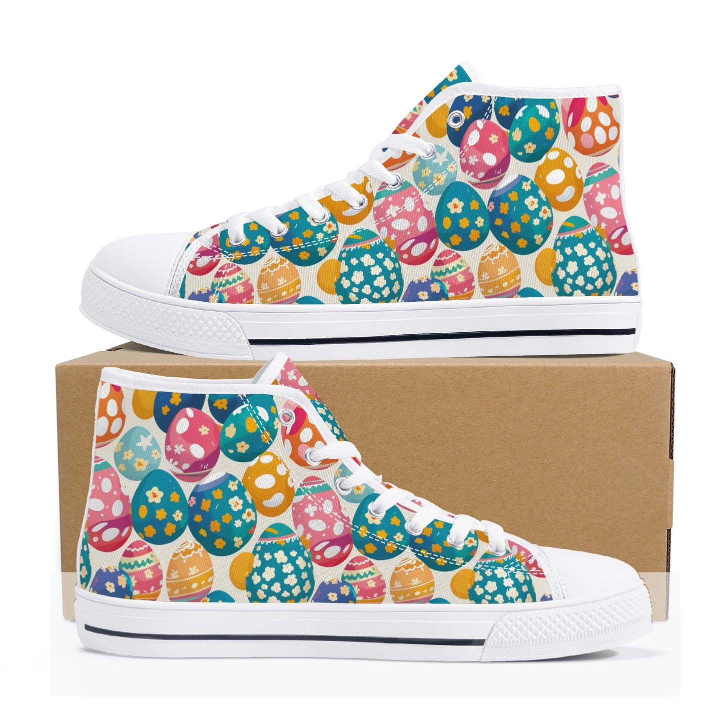 Festive Egg Womens High Top Canvas Shoes DeRose Seasonal