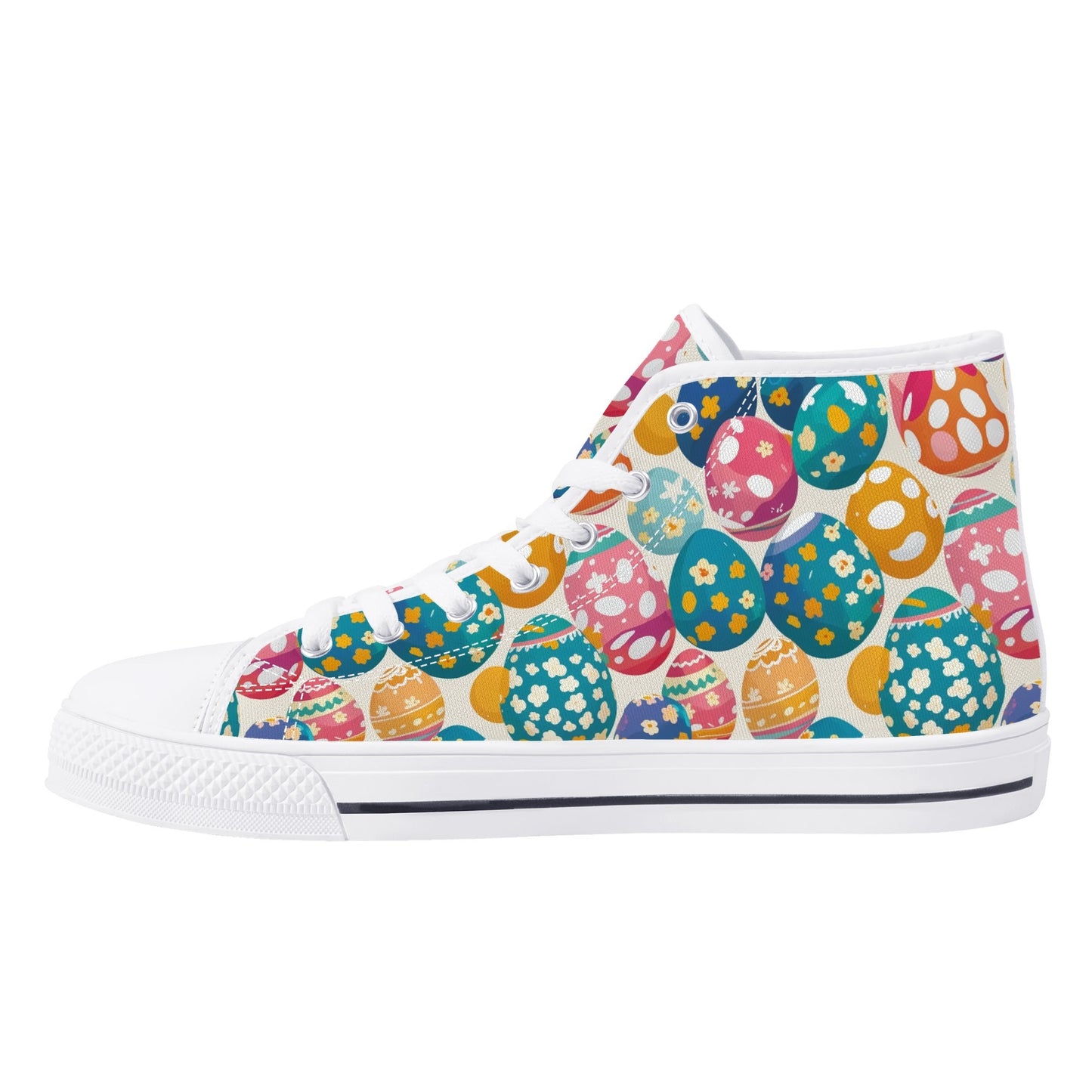 Festive Egg Womens High Top Canvas Shoes DeRose Seasonal