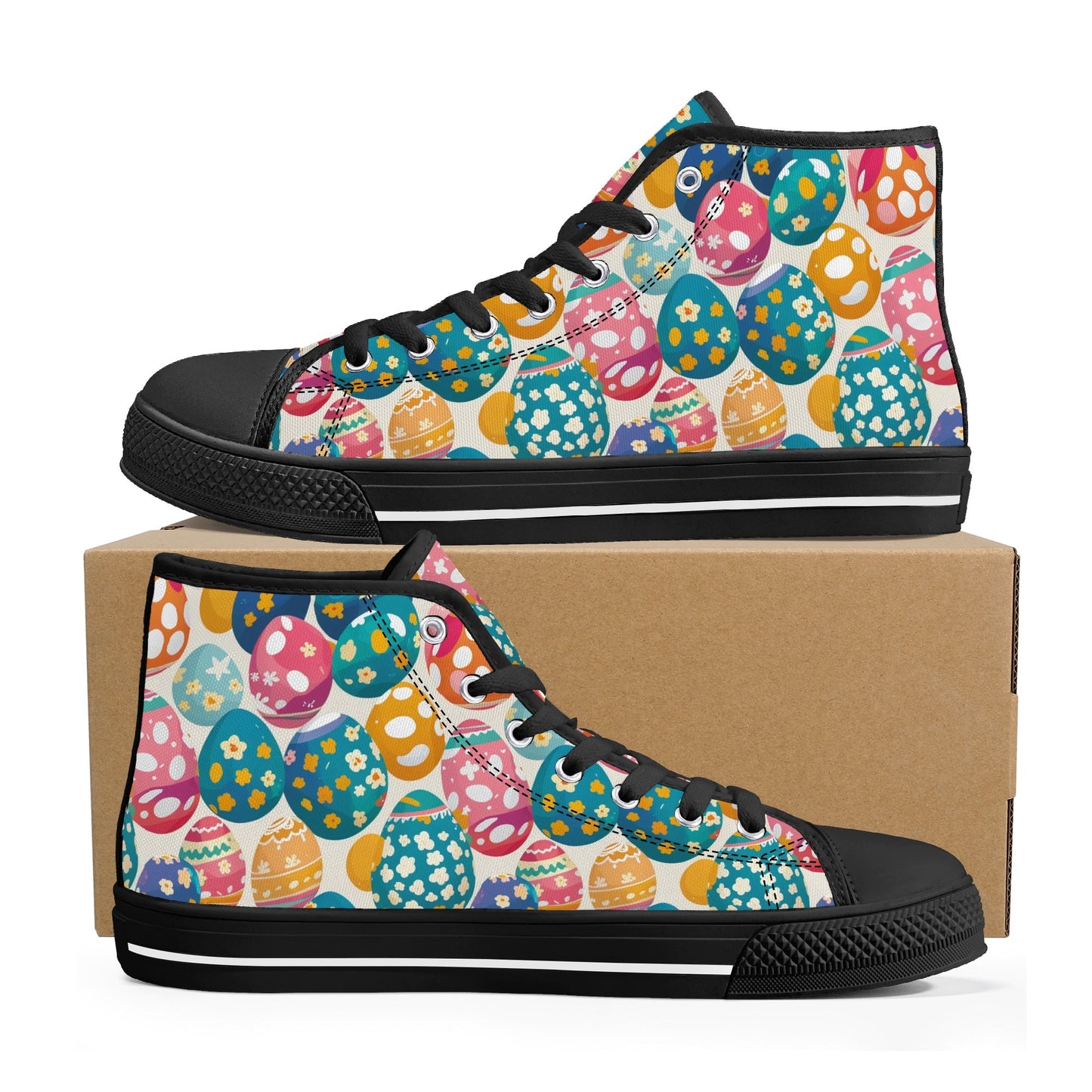 Festive Egg Womens High Top Canvas Shoes DeRose Seasonal