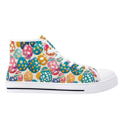 Festive Egg Womens High Top Canvas Shoes DeRose Seasonal