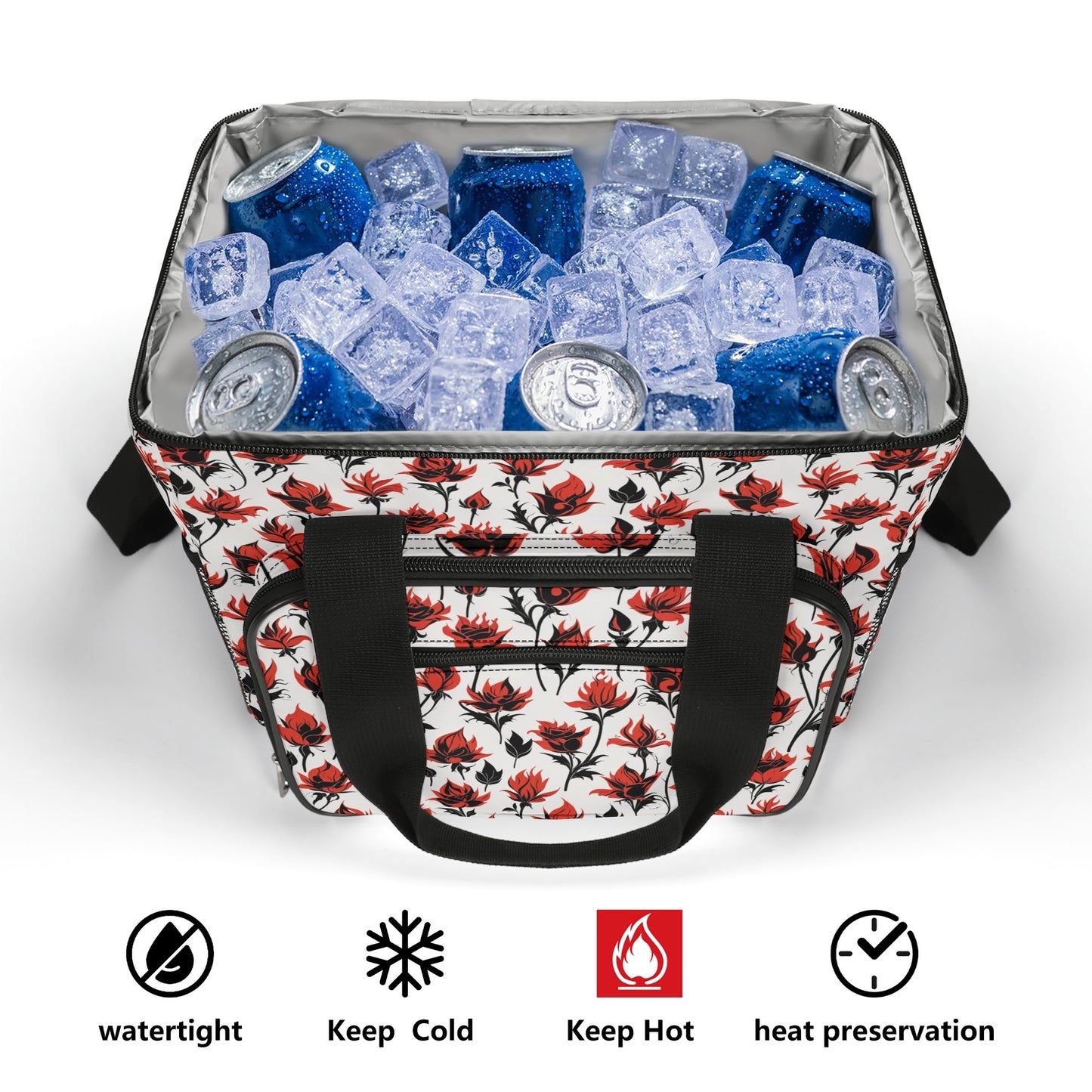 Floral Fire Insulated Leakproof Cooler Bag Lunch Box DeRose Seasonal