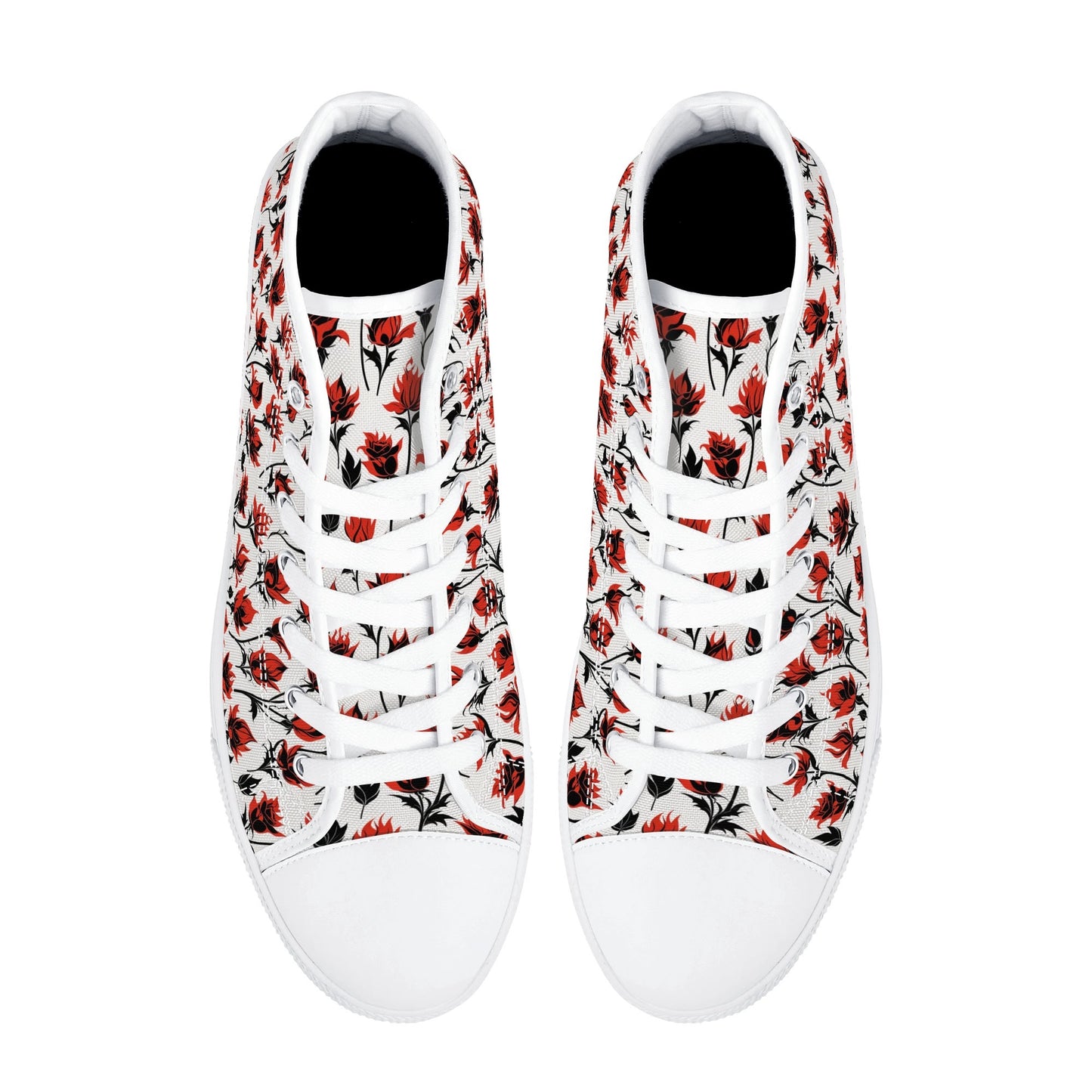 Floral Fire Rose Mens High Top Canvas Shoes DeRose Seasonal