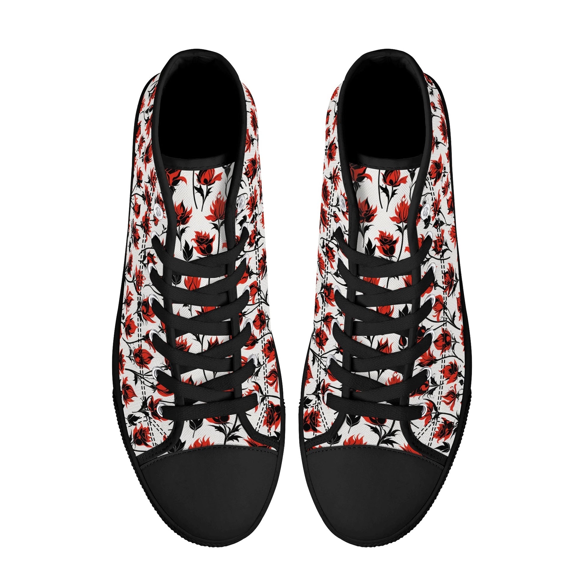 Floral Fire Rose Mens High Top Canvas Shoes DeRose Seasonal