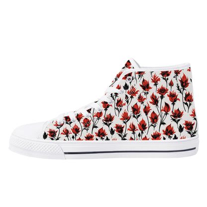 Floral Fire Rose Mens High Top Canvas Shoes DeRose Seasonal