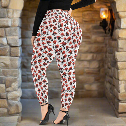 Floral Fire Women's Plus Size High Waited Leggings Women's High Waist Leggings(Plus Size)(ModelL45) DeRose Seasonal