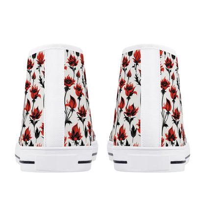 Floral Fire Womens High Top Canvas Shoes DeRose Seasonal