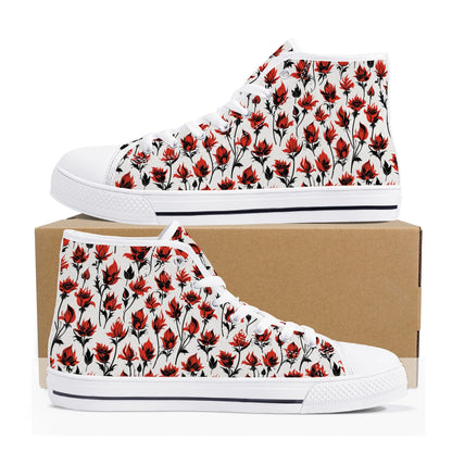 Floral Fire Womens High Top Canvas Shoes DeRose Seasonal