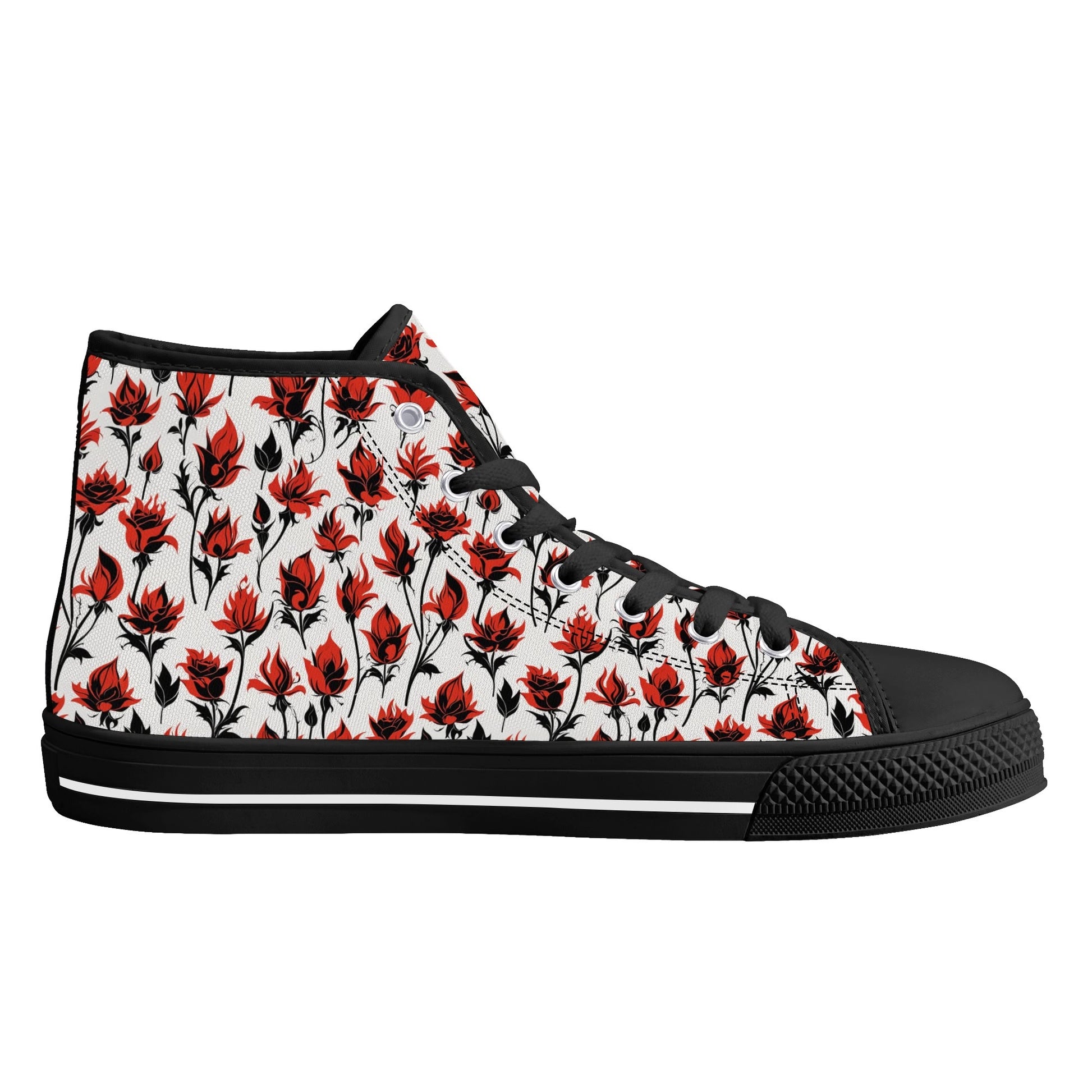 Floral Fire Womens High Top Canvas Shoes DeRose Seasonal