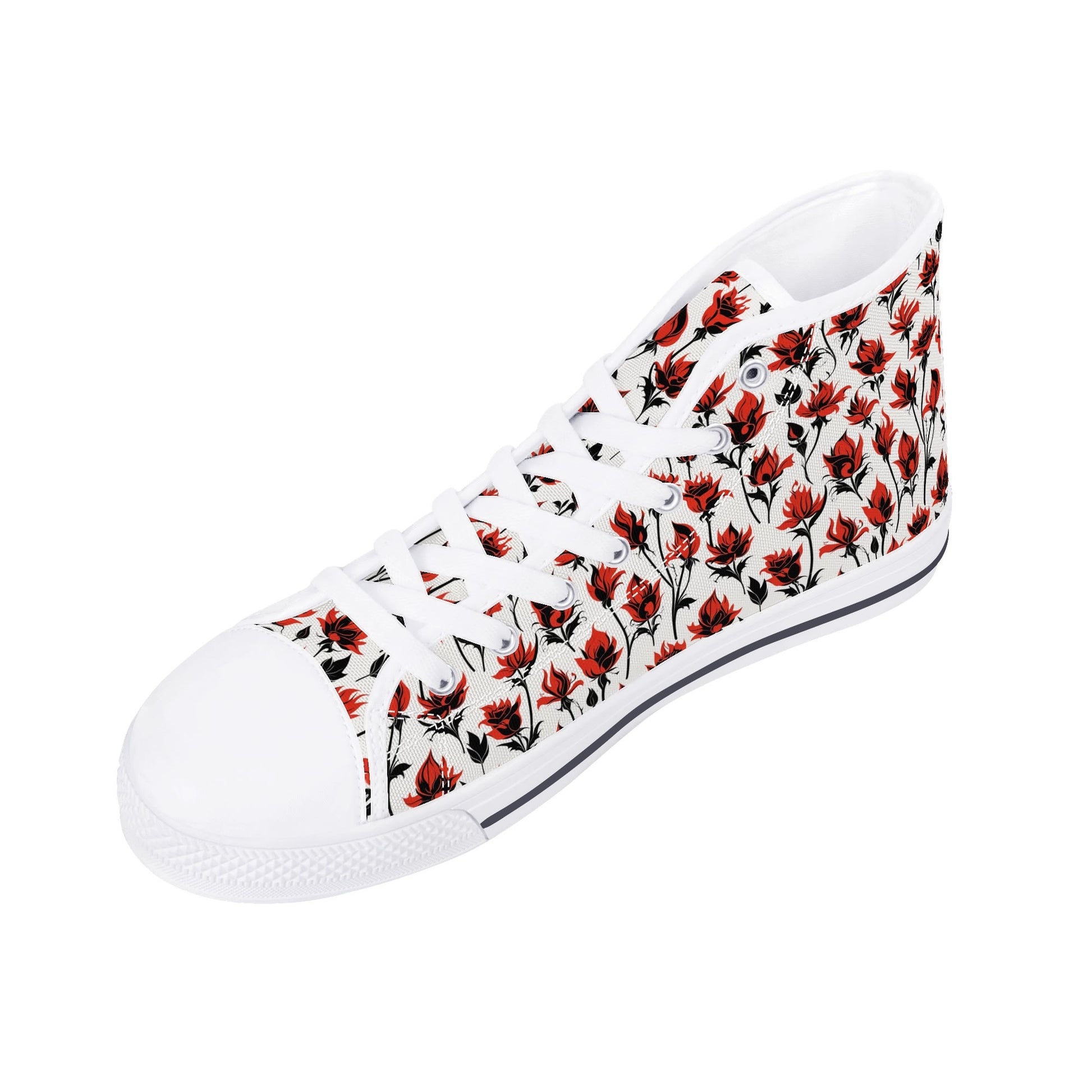 Floral Fire Womens High Top Canvas Shoes DeRose Seasonal