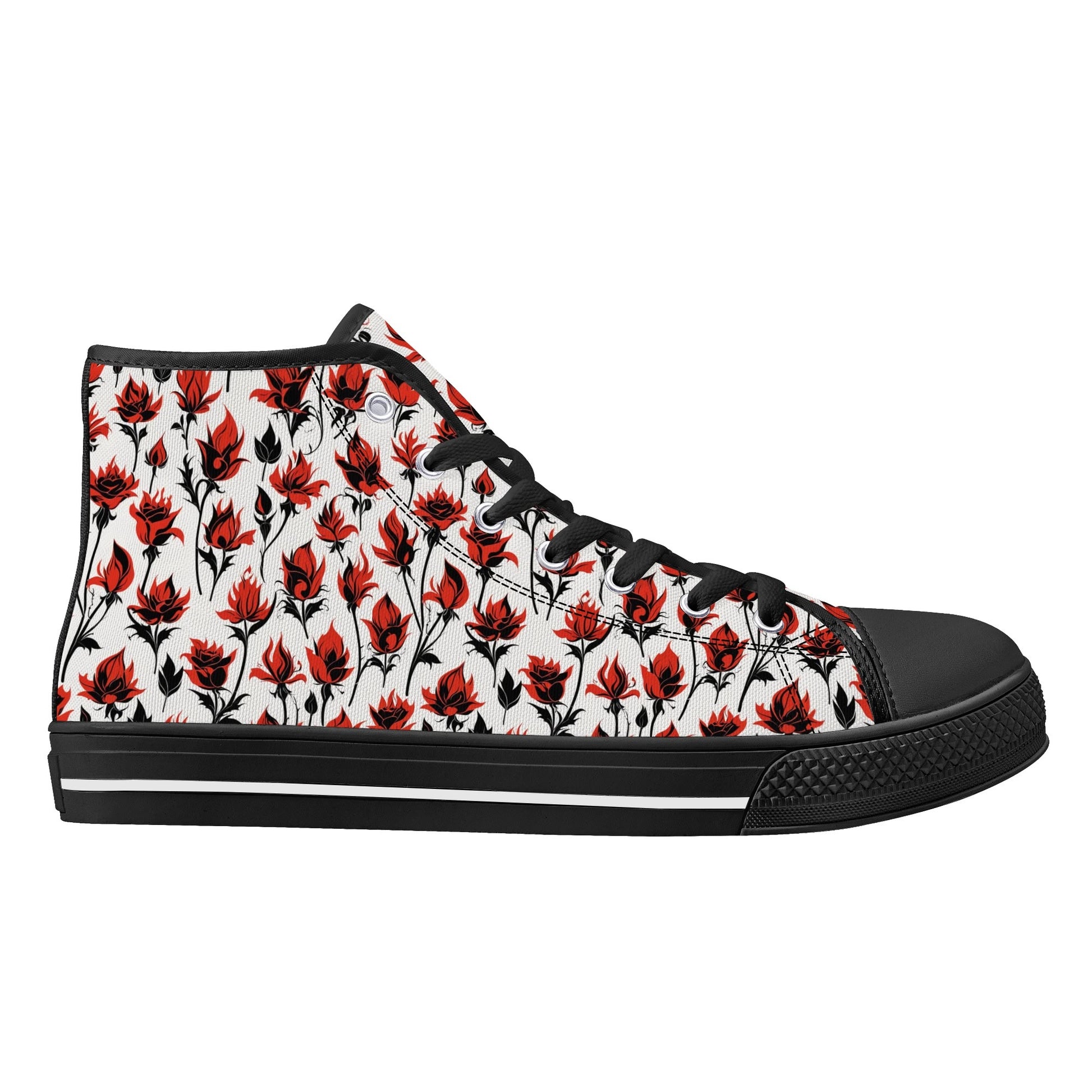 Floral Fire Womens High Top Canvas Shoes DeRose Seasonal