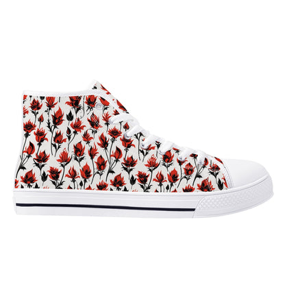 Floral Fire Womens High Top Canvas Shoes DeRose Seasonal