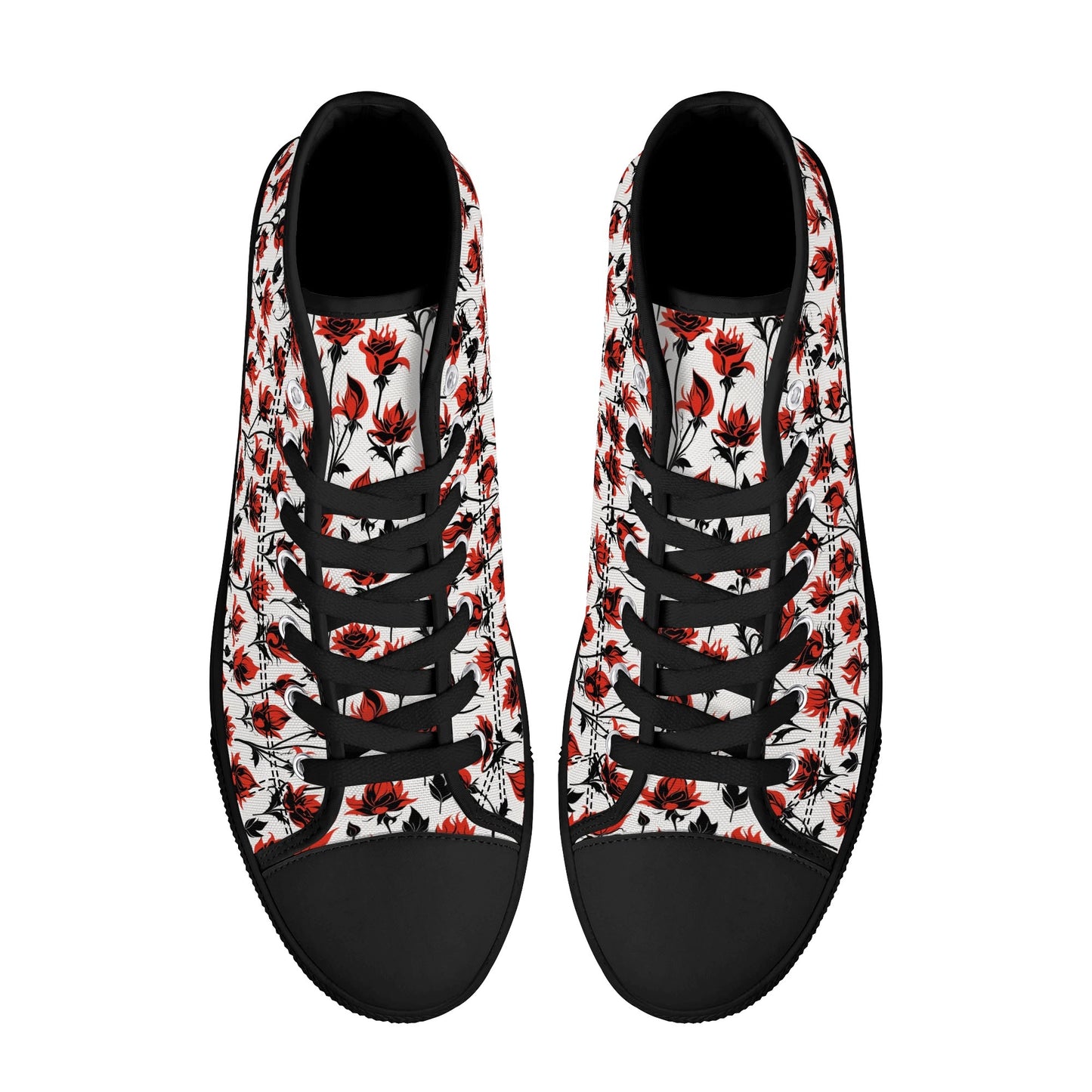 Floral Fire Womens High Top Canvas Shoes DeRose Seasonal