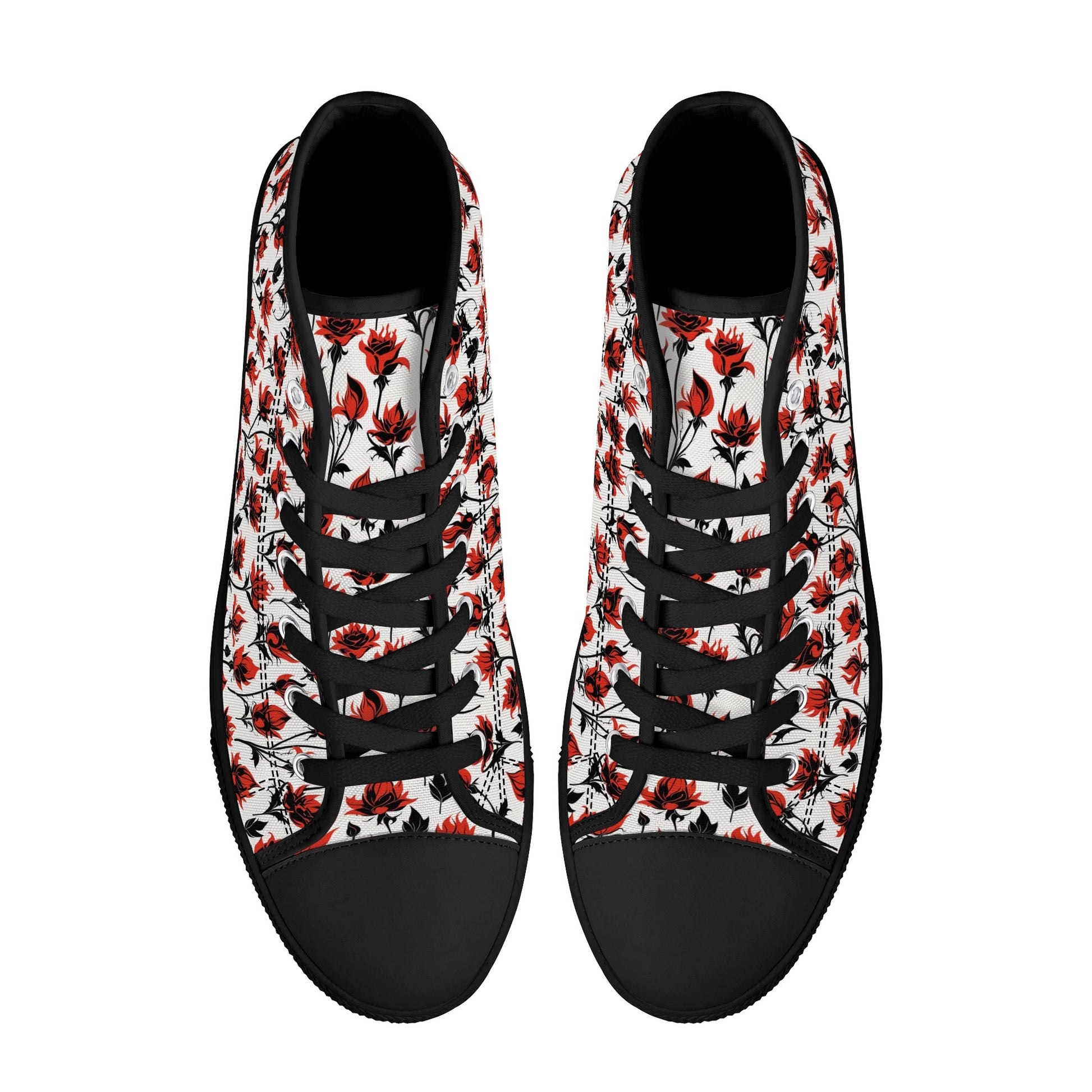 Floral Fire Womens High Top Canvas Shoes DeRose Seasonal