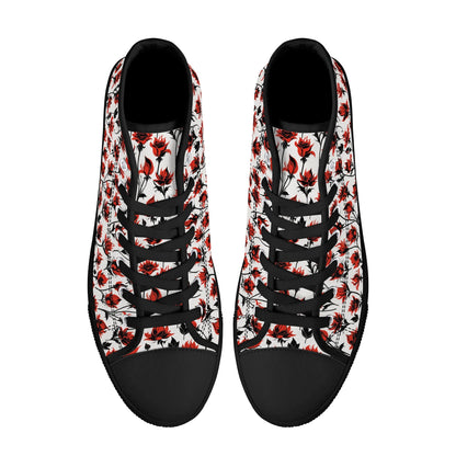 Floral Fire Womens High Top Canvas Shoes DeRose Seasonal