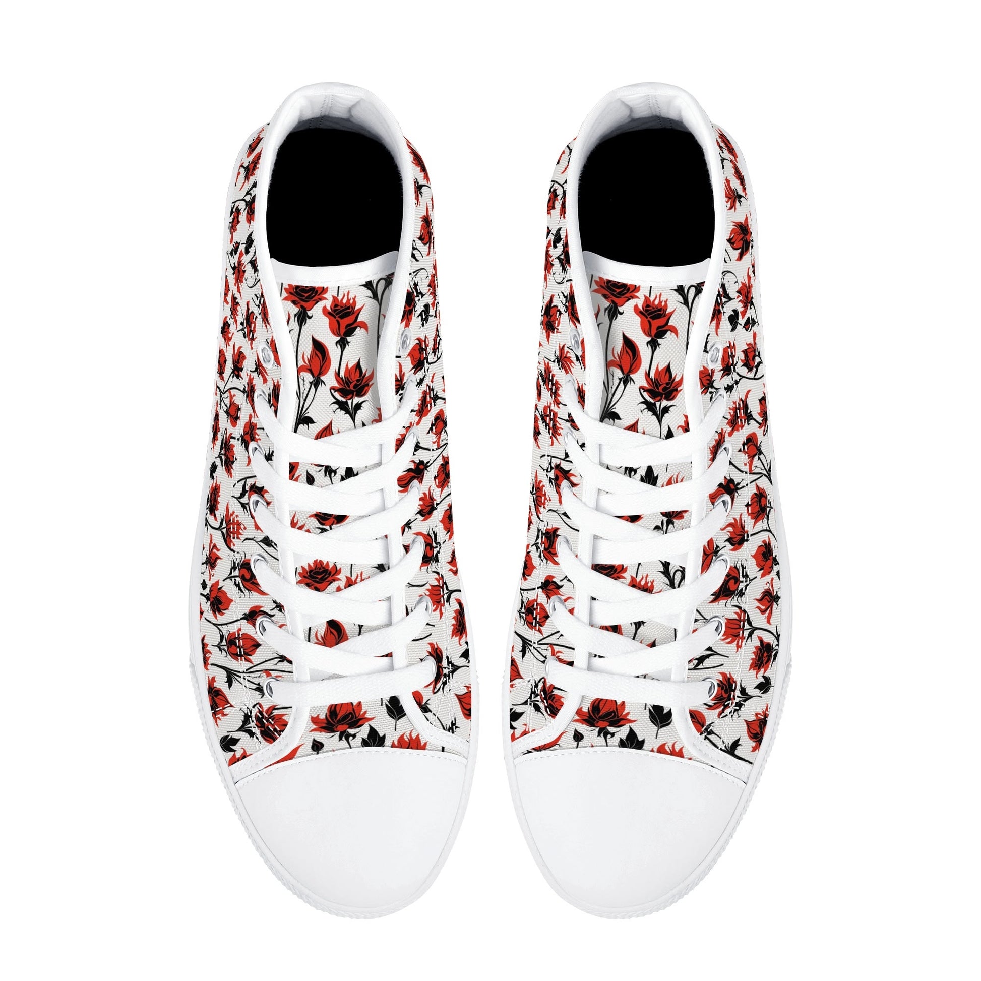 Floral Fire Womens High Top Canvas Shoes DeRose Seasonal