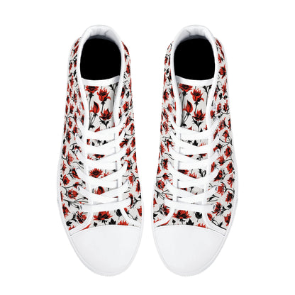 Floral Fire Womens High Top Canvas Shoes DeRose Seasonal