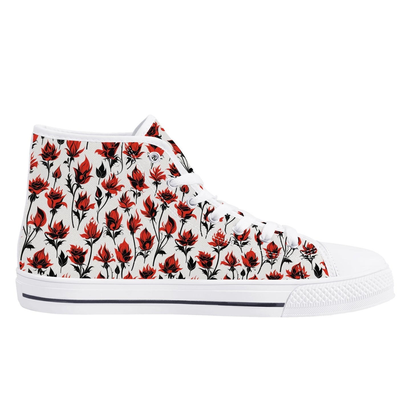 Floral Fire Womens High Top Canvas Shoes DeRose Seasonal