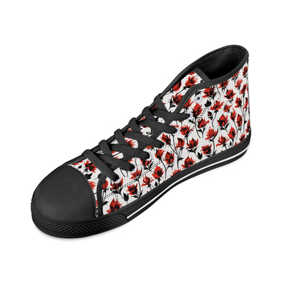 Floral Fire Womens High Top Canvas Shoes DeRose Seasonal