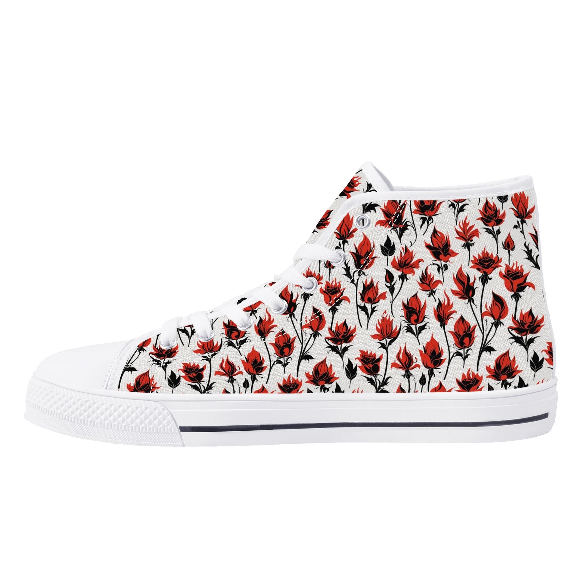 Floral Fire Womens High Top Canvas Shoes DeRose Seasonal