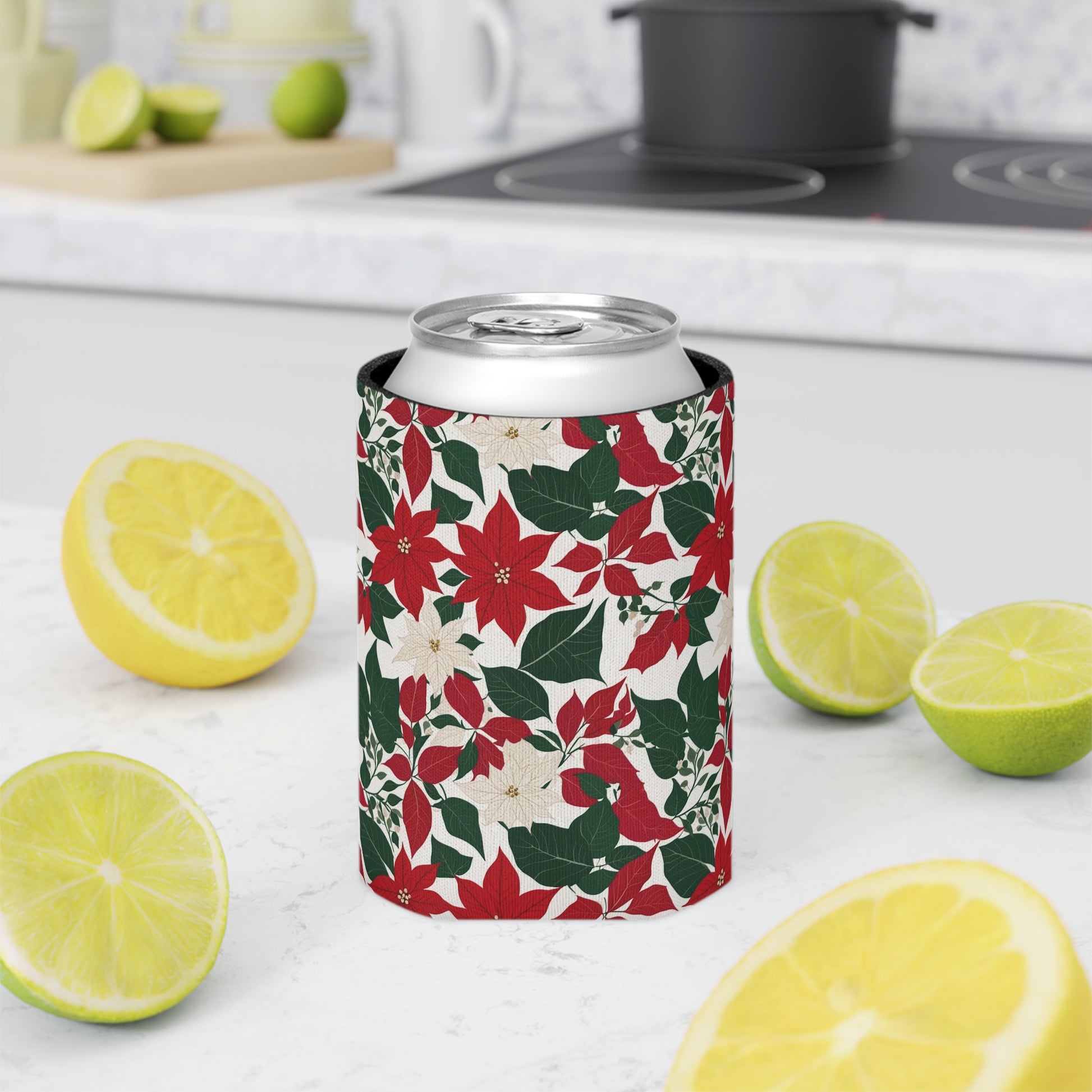 Floral Poinsettia Can Cooler BOGO 50% Off DeRose Seasonal