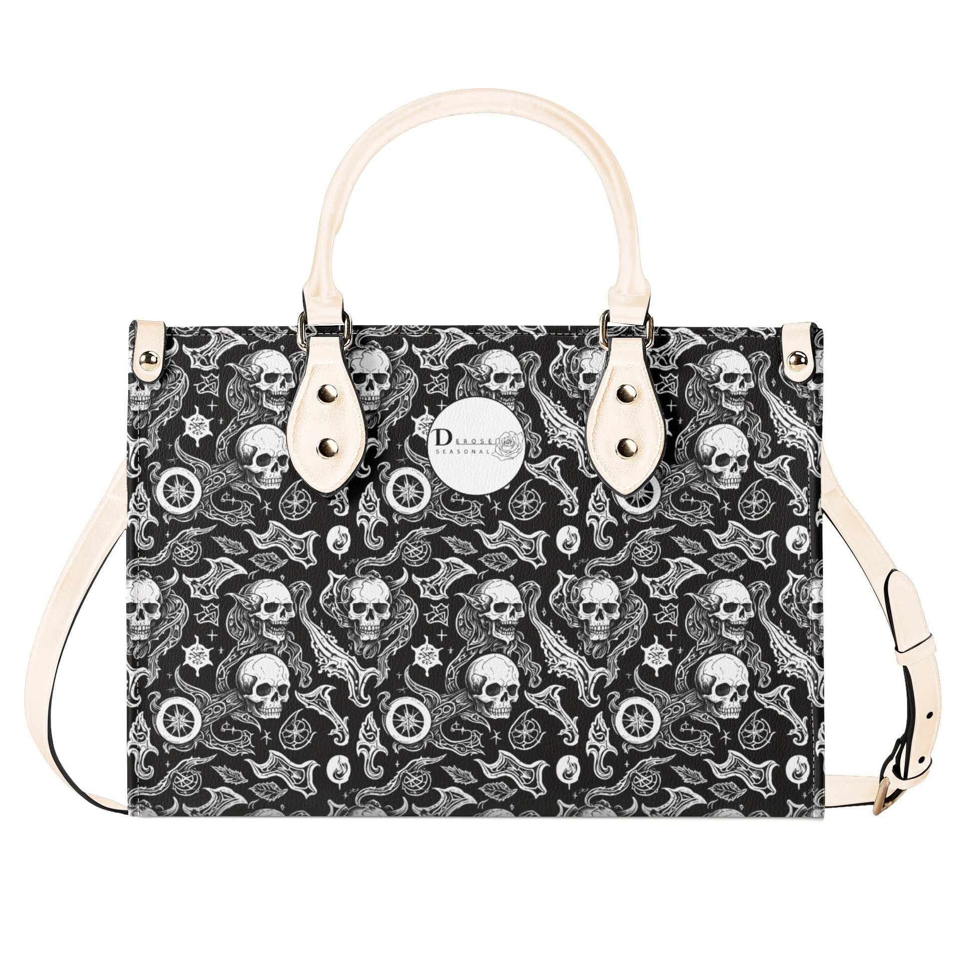 Flying Skulls Luxury Women Leather Handbag (3 sizes) DeRose Seasonal