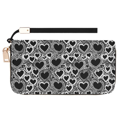 Groovy Hearts Leather Zipper Wristlet Wallet DeRose Seasonal