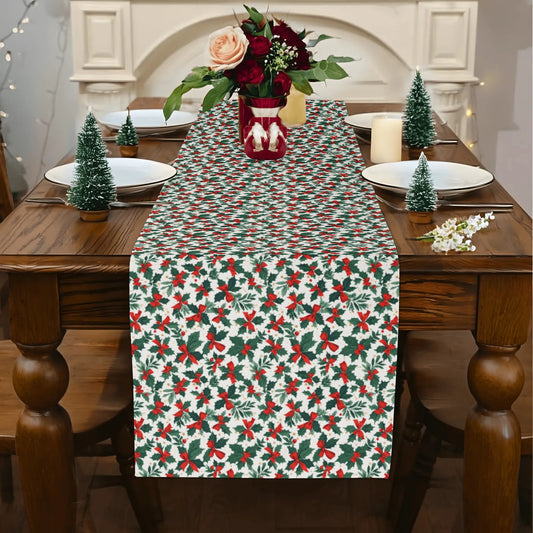 Holly Bow Polyester Table Runner DeRose Seasonal