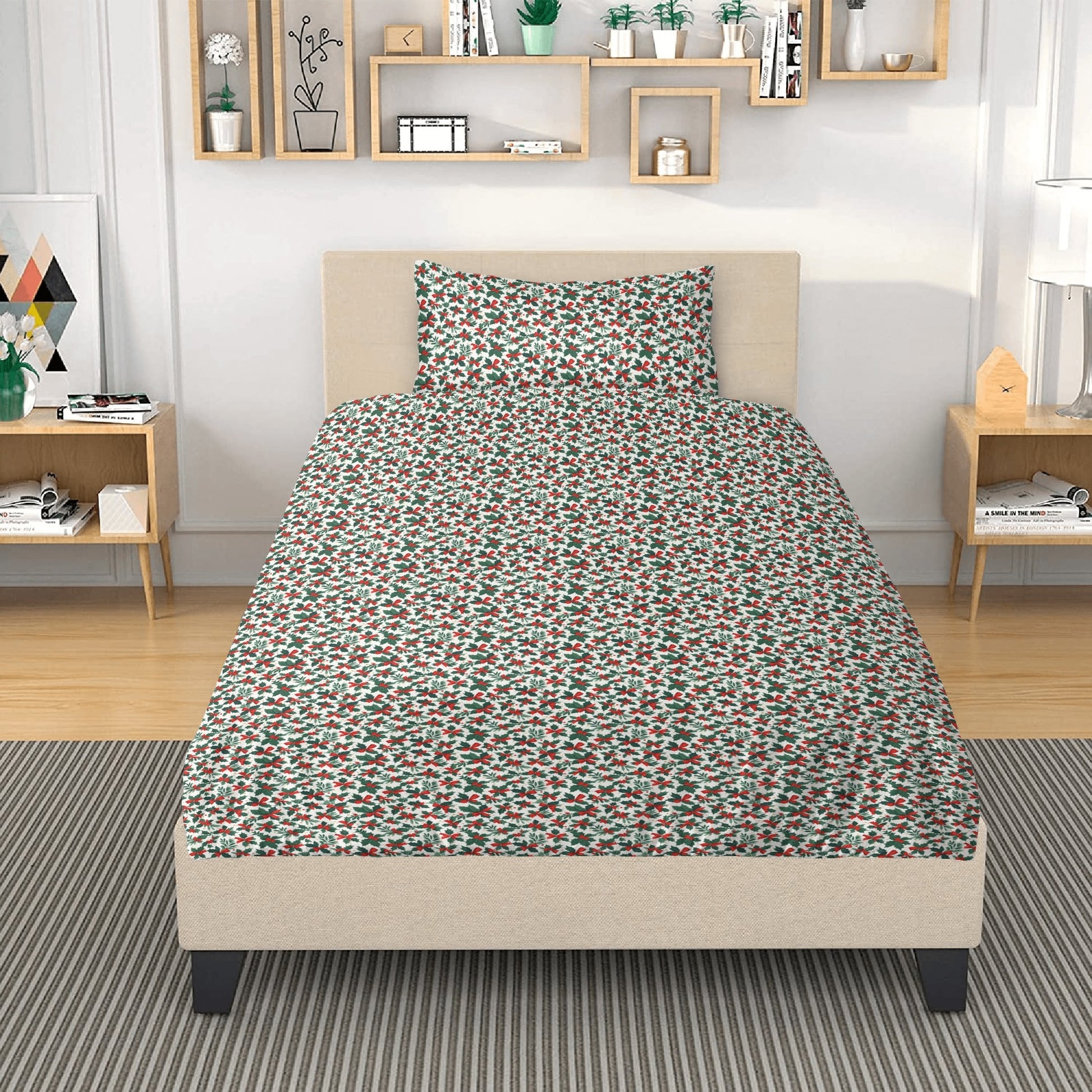 Holly Bows 3 Pcs Beddings DeRose Seasonal