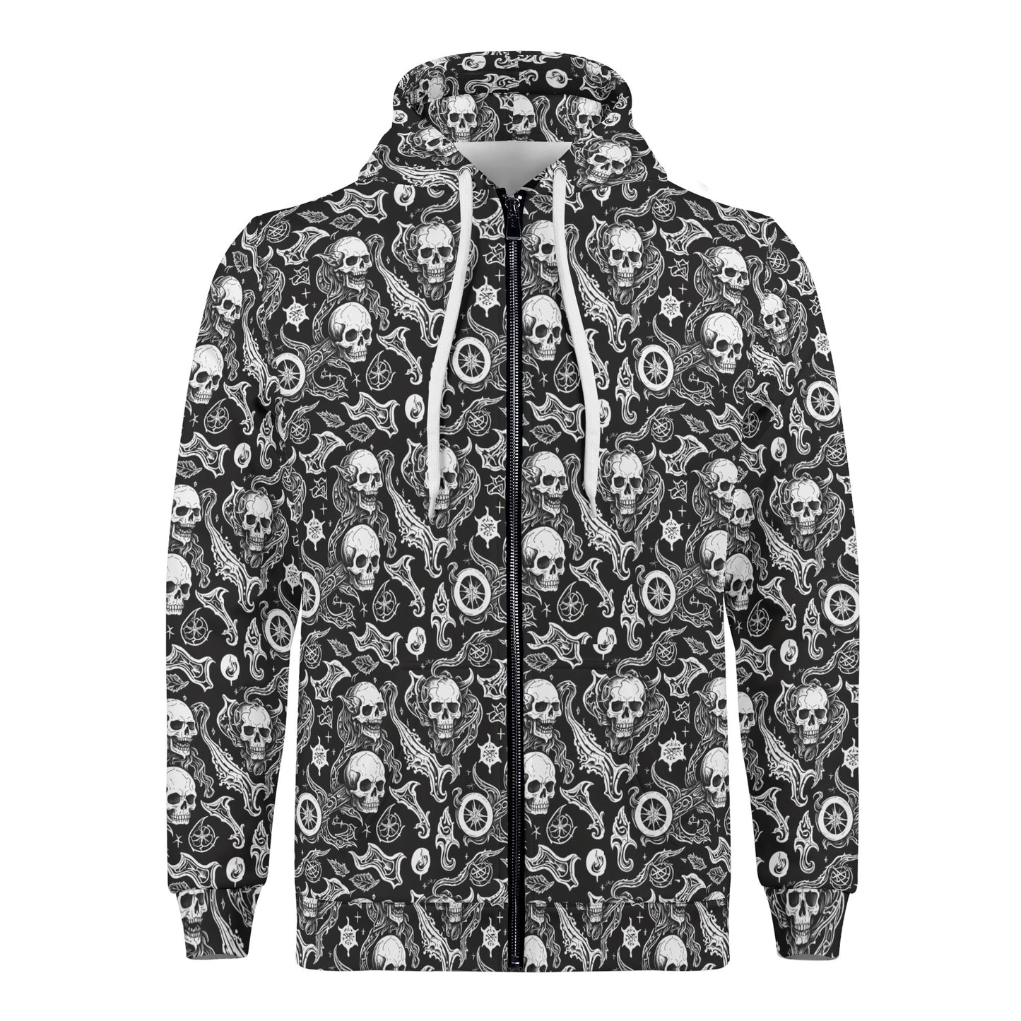 Mens Flying Skulls Classic Zip Up Hoodie Warm Jacket DeRose Seasonal