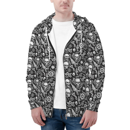 Mens Flying Skulls Classic Zip Up Hoodie Warm Jacket DeRose Seasonal