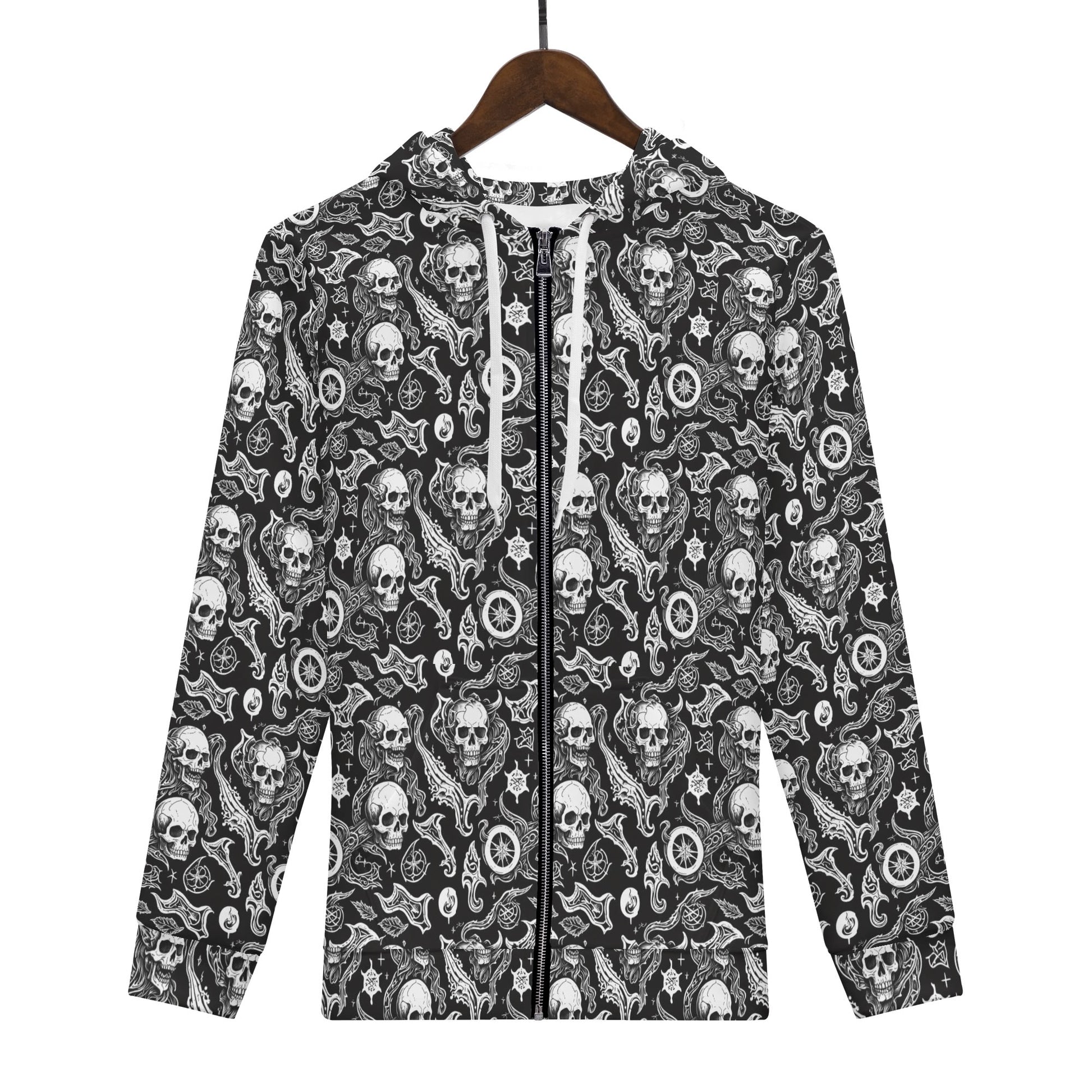 Mens Flying Skulls Classic Zip Up Hoodie Warm Jacket DeRose Seasonal