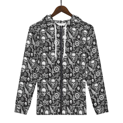 Mens Flying Skulls Classic Zip Up Hoodie Warm Jacket DeRose Seasonal