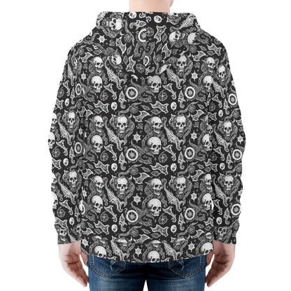 Mens Flying Skulls Classic Zip Up Hoodie Warm Jacket DeRose Seasonal