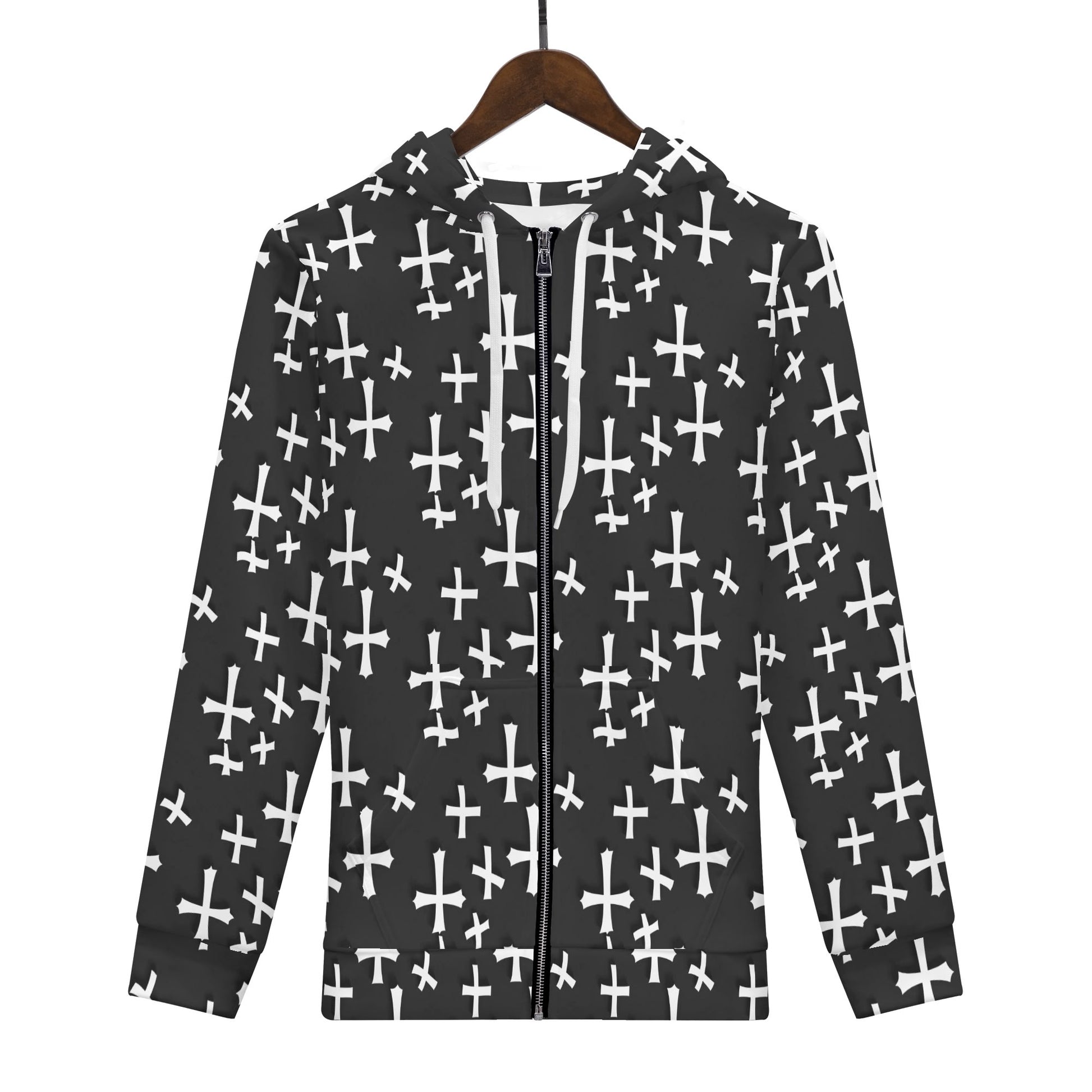 Mens Little Crosses Classic Zip Up Hoodie Warm Jacket DeRose Seasonal