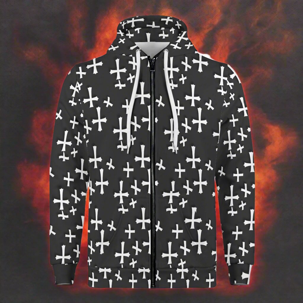 Mens Little Crosses Classic Zip Up Hoodie Warm Jacket DeRose Seasonal