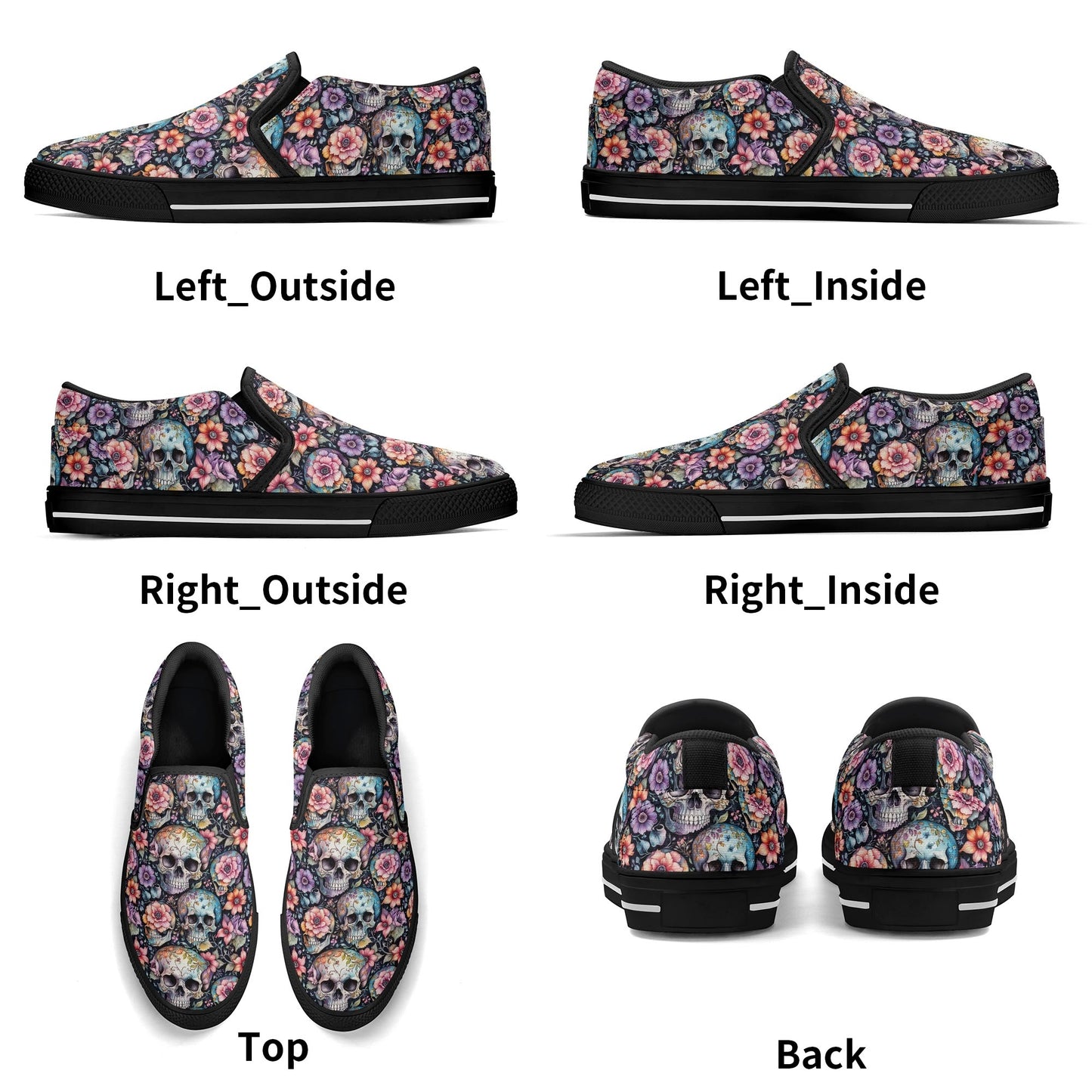 Mens Pastel Floral and Skulls Rubber Slip On Shoes DeRose Seasonal