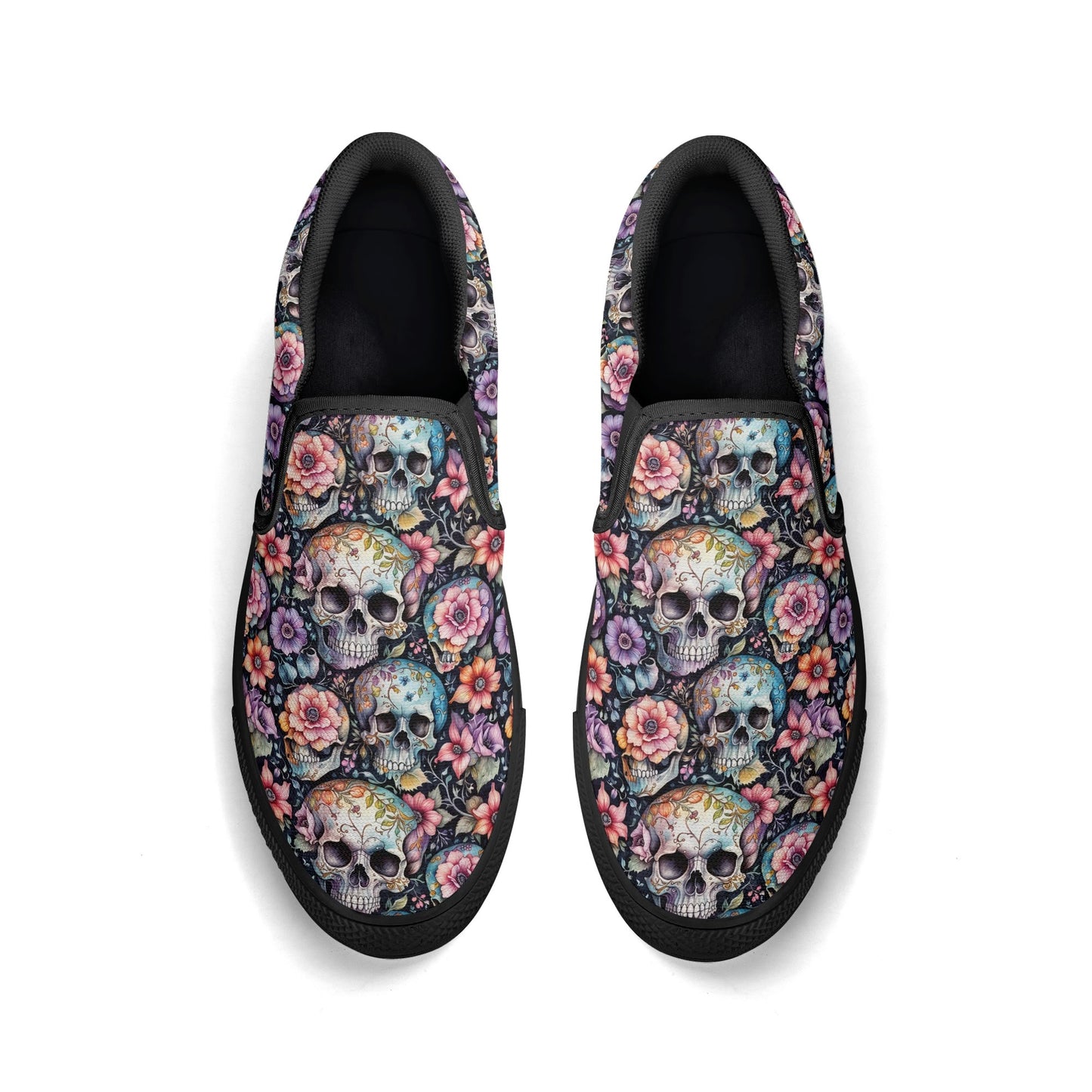 Mens Pastel Floral and Skulls Rubber Slip On Shoes DeRose Seasonal